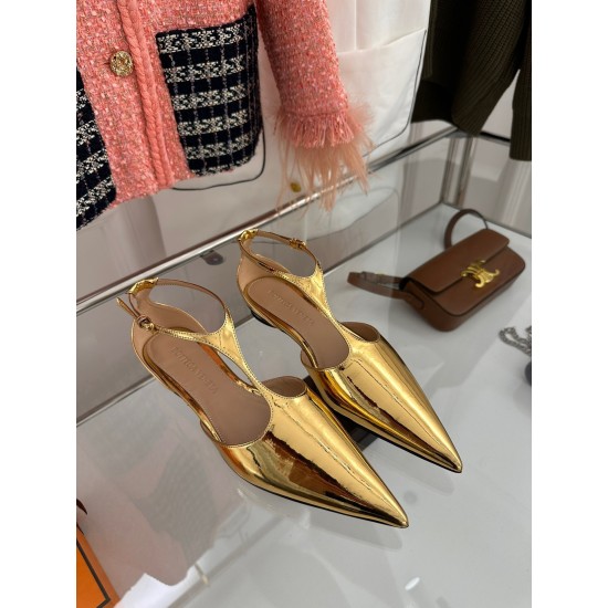 replica Bottega Veneta Rocket T-Bar Ballerina Flats In Gold Patent Leather UK