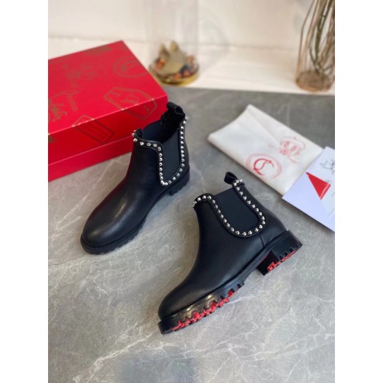 replica Christian Louboutin Black Capahutta Flat Ankle Boots UK