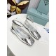 replica Prada Ballerinas In Silver Metallic Leather UK