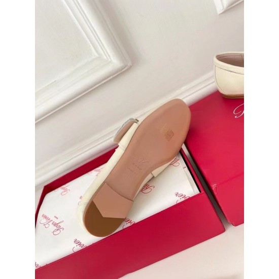 replica Roger Vivier Soft Metal Buckle Loafers in White Leather UK