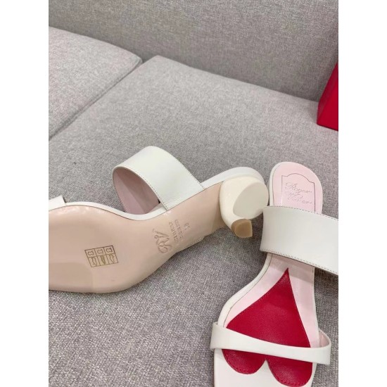 Replica Roger Vivier Viv Choc Side Strass Buckle Mules in White Leather UK replica Roger Vivier Viv Choc Side Strass Buckle Mules in White Leather UK