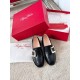 replica Roger Vivier Viv Rangers Metal Buckle Loafers in Black Leather UK