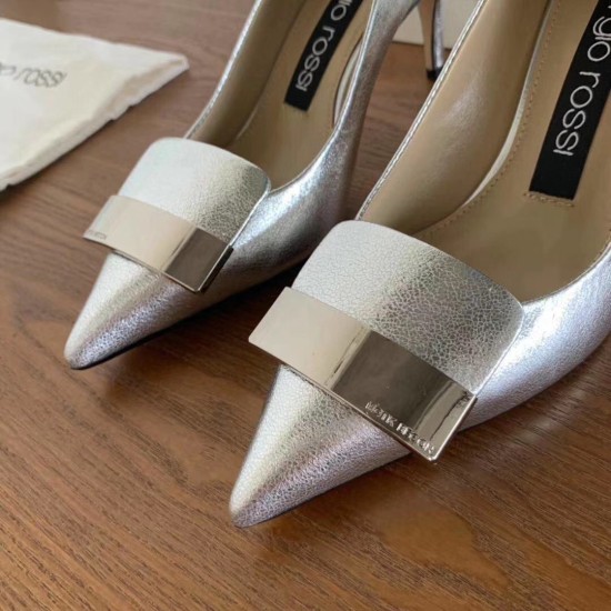 replica Sergio Rossi SR1 Pumps 75mm In Silver Lambskin UK