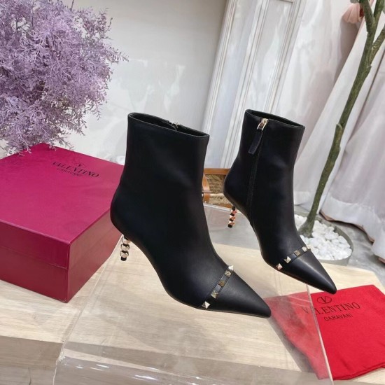 Replica Valentino 2974 V196 Buddha Luxury Replica Valentino Black Rockstud Ankle Boots With Sculpted Heel Uk - 2974 - Buddha Luxury
