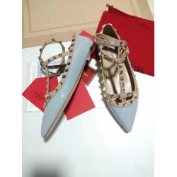 Valentino Caged Rockstud Ballet Flats In Light Blue Patent Leather Uk Valentino Caged Rockstud Ballet Flats In Light Blue Patent Leather Uk