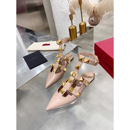 replica Valentino Roman Stud Ballet Flats In Powder Calfskin UK