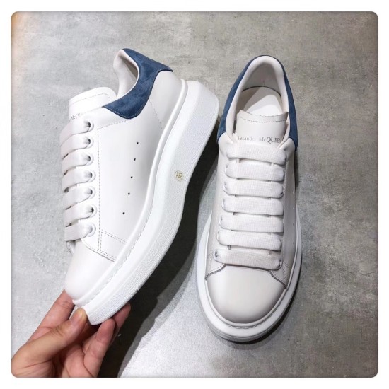 replica alexander mcqueenoversized sneakers with blue suede heel uk