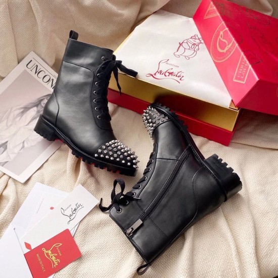 replica christian louboutin black ts croc flat ankle boots uk