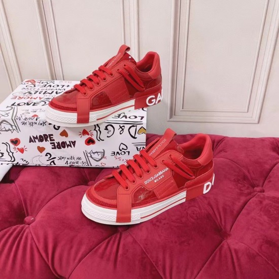 Dolce & Gabbana Custom 2.Zero Red Trainers with Box Dolce & Gabbana Custom 2.Zero red trainers displayed next to printed shoe box