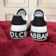 Rear view of Dolce & Gabbana Portofino trainers highlighting macro heel logo in white