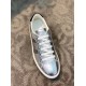 Hermes Avantage Metallic Silver Trainer Top View Top view of a single metallic silver leather trainer with white lacing