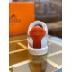 Heel View showing Orange Leather Logo Tab in white and orange Rear close-up view showing orange leather heel tab with embossed logo and white rubber sole