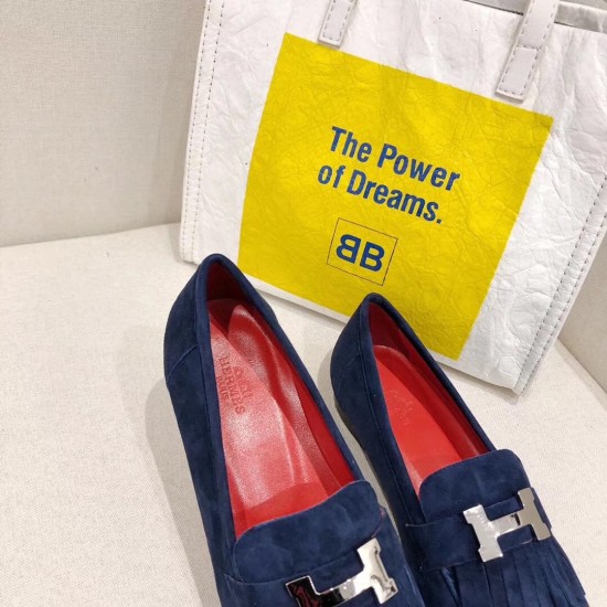 replica hermesroyal loafers in blue suede leather uk