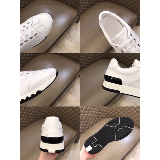 Trail Leather Trainer Details and Outsole in white and black Grid collage displaying close-up details including heel counter, outsole tread pattern, and stitching in white and black