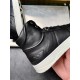 Jimmy Choo Hawaii Black Leather High Top Trainers Collar Close-Up Jimmy Choo Hawaii Black Leather High Top Trainers close-up collar stitching