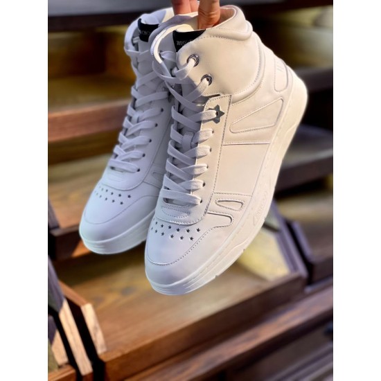 Replica Jimmy Choo 2409 JC553 Buddha Luxury Replica Jimmy Choo Hawaii High-Top Trainers In White Leather Uk - 2409 - Buddha Luxury