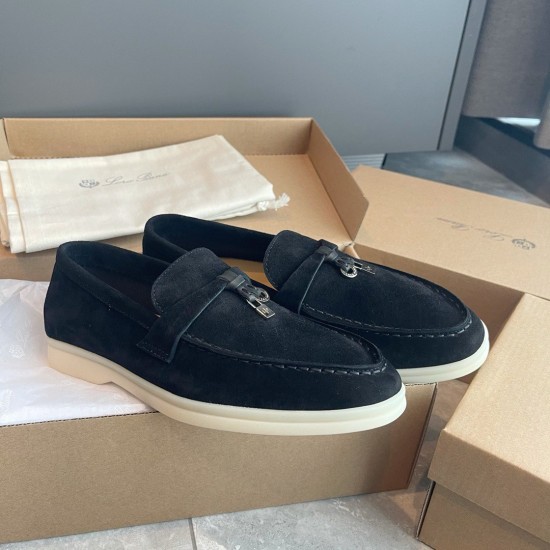 Replica loro pianasummer charms walk loafers in black suede leather uk replica loro pianasummer charms walk loafers in black suede leather uk
