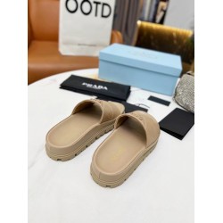 pradaslides in beige quilted nappa leather uk