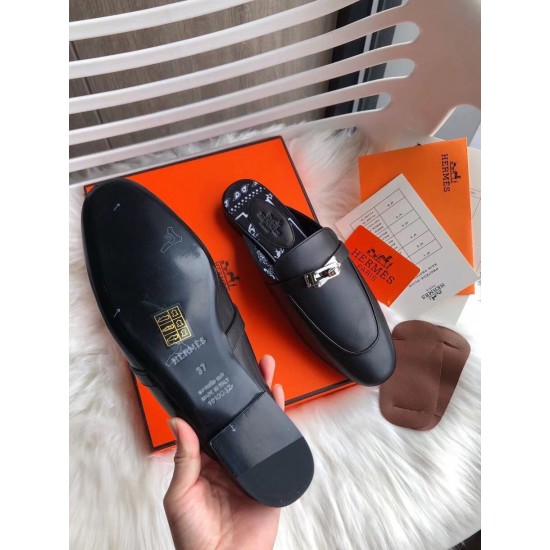 Replica Hermes Oz Mules In Noir Calfskin Uk - 2849 - Buddha Luxury