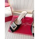 replica Roger Vivier Trompette Metal Buckle Mules in Black Patent Leather UK