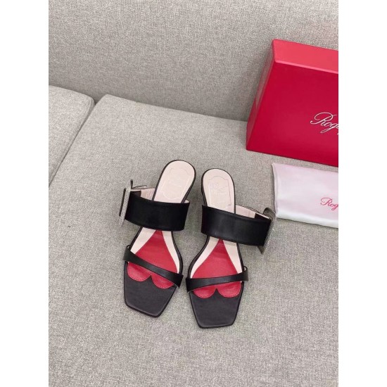 Replica Roger Vivier Viv Choc Side Strass Buckle Mules in Black Leather UK replica Roger Vivier Viv Choc Side Strass Buckle Mules in Black Leather UK