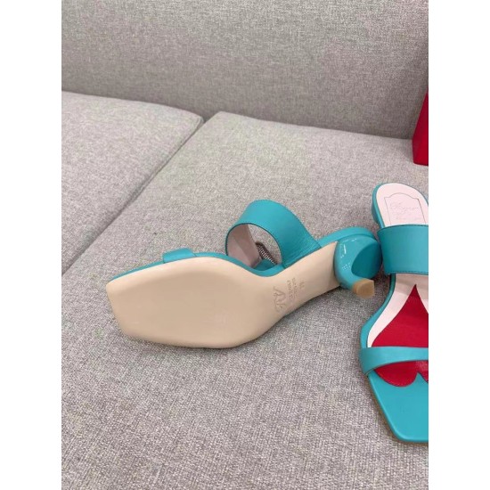 Replica Roger Vivier Viv Choc Side Strass Buckle Mules in Blue Leather UK replica Roger Vivier Viv Choc Side Strass Buckle Mules in Blue Leather UK