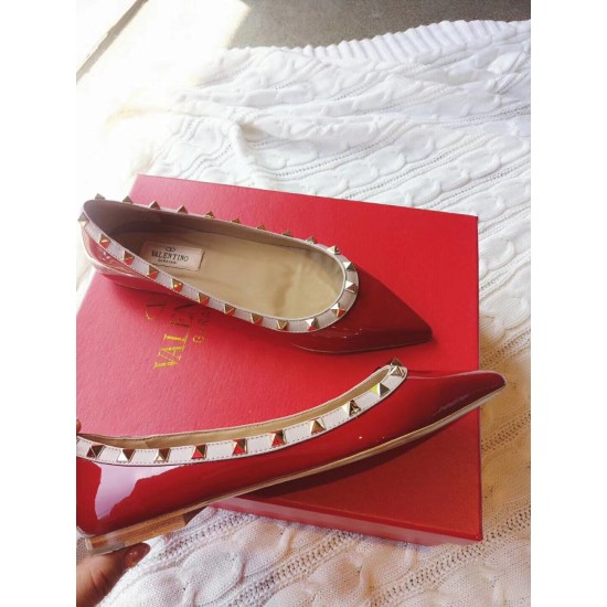 Replica Valentino Rockstud Ballet Flats In Red Patent Leather Uk - 2513 - Buddha Luxury