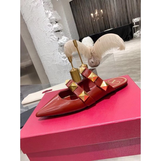 Replica Valentino Roman Stud Flat Mules In Bordeaux Leather UK replica Valentino Roman Stud Flat Mules In Bordeaux Leather UK