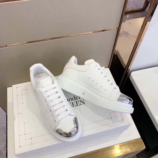 replica alexander mcqueenwhite oversized sneakers with metal toe uk
