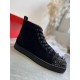 Christian Louboutin Men's Pik Pik Strass Suede High-Top Sneakers Black lateral profile view
