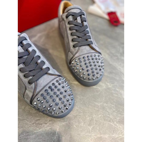 Replica Christian Louboutin 2420 CL595 Buddha Luxury Replica Christian Louboutin Trainers Louis Junior Spikes Orlato Flat Grey Uk - 2420 - Buddha Luxury