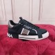 Dolce & Gabbana Custom 2.Zero Single Shoe Side View in black and white Single black trainer side profile showing metallic panels and white sole
