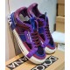 Dolce & Gabbana Purple Low Top Trainers Pair View Angled front view of both Dolce & Gabbana purple trainers resting on box