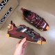 Dolce & Gabbana Bordeaux Red Fabric Trainers - With Packaging Pair of bordeaux red Dolce & Gabbana trainers positioned beside their branded shoebox