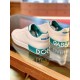 Dolce & Gabbana Portofino Trainers Rear Heel View in white and blue Rear view of Dolce & Gabbana Portofino Trainers showing azure heel counter in white and blue