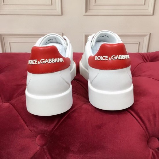 Rear view showing red heel tabs with bold white brand lettering
