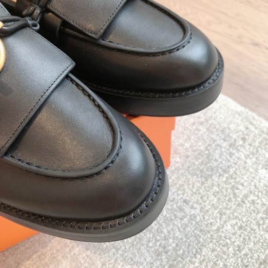 replica hermesimpact loafers in black leather uk