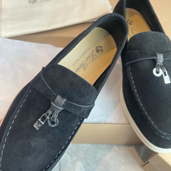 Replica loro pianasummer charms walk loafers in black suede leather uk replica loro pianasummer charms walk loafers in black suede leather uk