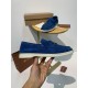 replica loro pianasummer charms walk loafers in blue fluorite suede leather uk