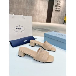 pradaslides sandals 35mm in beige nappa leather uk