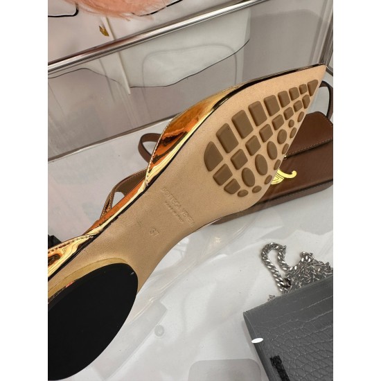 replica Bottega Veneta Rocket T-Bar Ballerina Flats In Gold Patent Leather UK