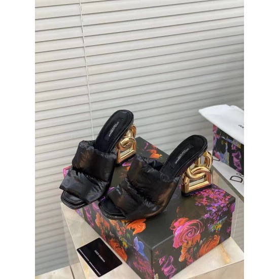 replica Dolce & Gabbana Black Down-padded Mules with DG Pop Heel UK