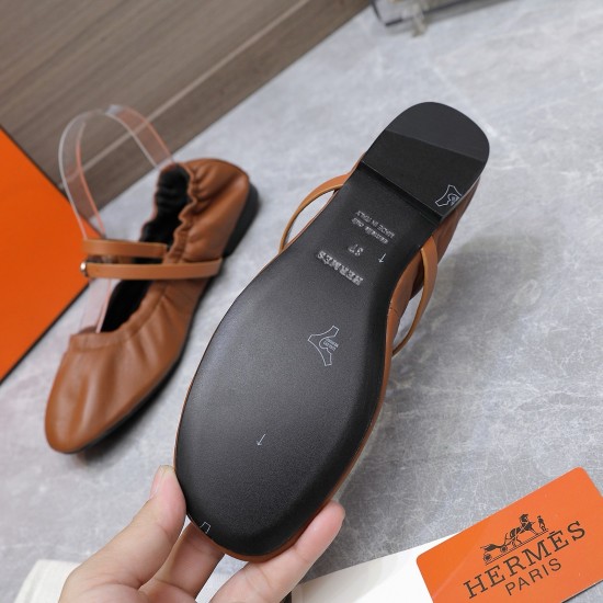 Replica Hermes 2491 UNK1942 Buddha Luxury Replica Hermes Jolly Ballet Flats In Brown Nappa Leather Uk - 2491 - Buddha Luxury