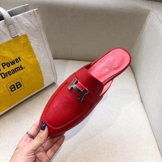 replica Hermes Trocadero Mules In Red Goatskin UK