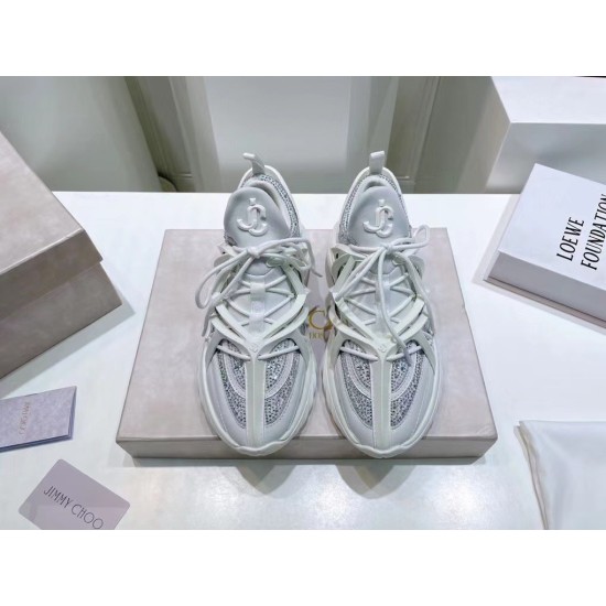 Jimmy Choo White Cosmos Crystal Embellished Low Top Trainers Top View Jimmy Choo White Cosmos Crystal Embellished Low Top Trainers top-down pair view
