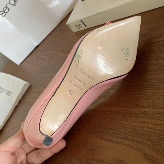 replica Sergio Rossi SR1 Pumps 75mm In Pink Patent UK