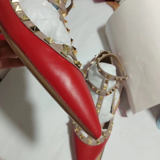 Replica Valentino Cage Rockstud Ballet Flats In Red Calfskin UK replica Valentino Cage Rockstud Ballet Flats In Red Calfskin UK