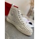Christian Louboutin Louis Spikes Flat white leather high-top trainer medial side view