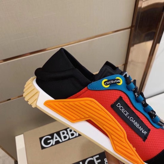 Dolce & Gabbana Red And Blue Colour-Block Low-Top Trainers Rear Side Detail Dolce & Gabbana Red And Blue Colour-Block Low-Top Trainers rear heel profile detail