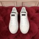 Front view of Dolce & Gabbana Portofino white leather trainers showing lacing